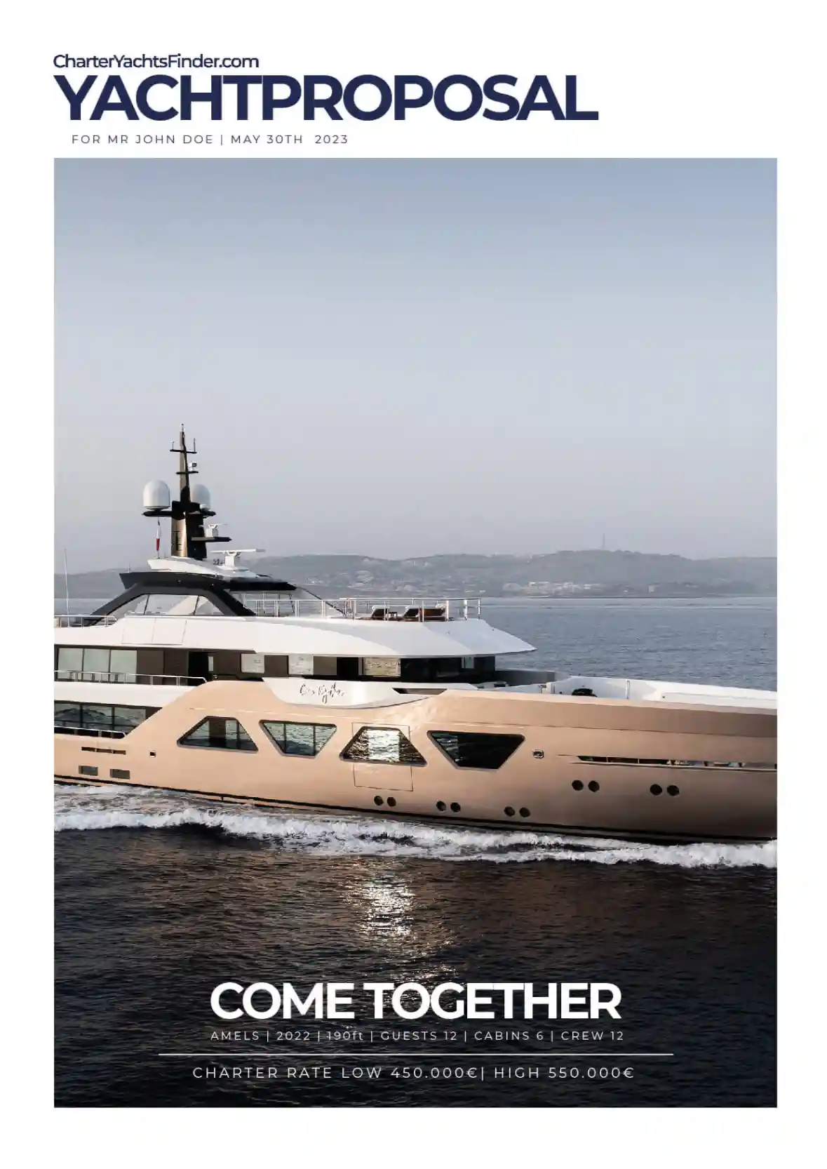 Yacht Proposal Charteryachtsfinder.com